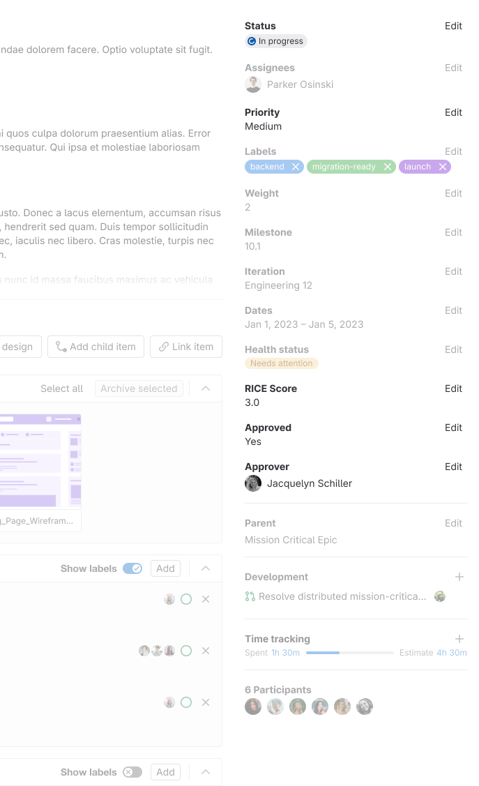 Status and priority fields