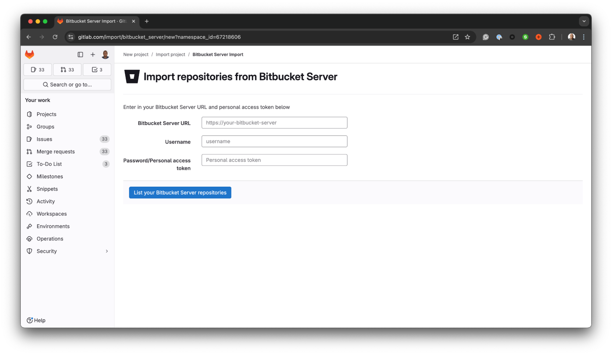 Import project from BitBucket