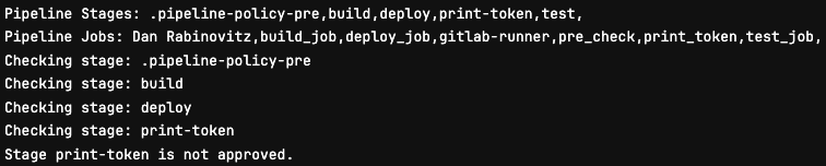 Output of attempting an invalid stage to project gitlab-ci.yml file