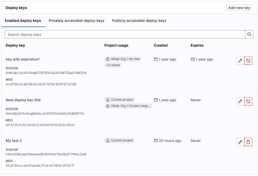 Beautifying UI - Deploy key after