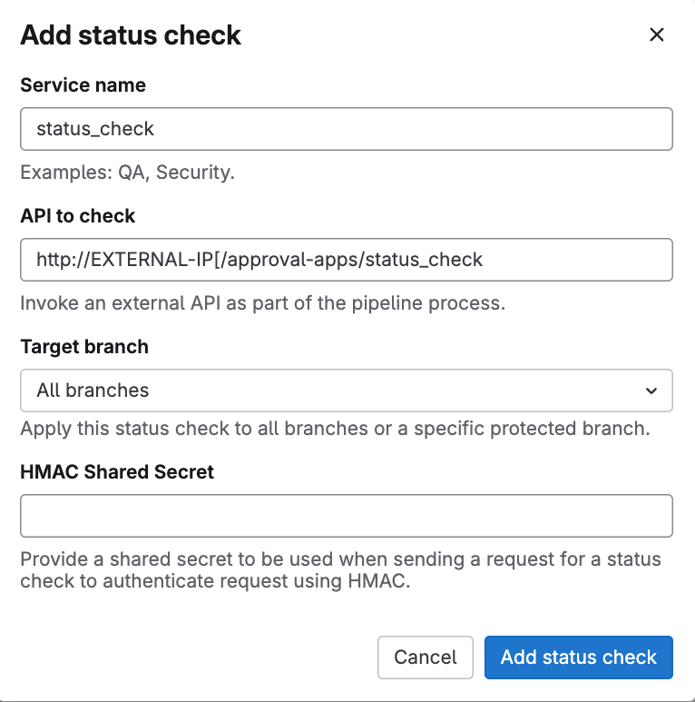 How to configure status check