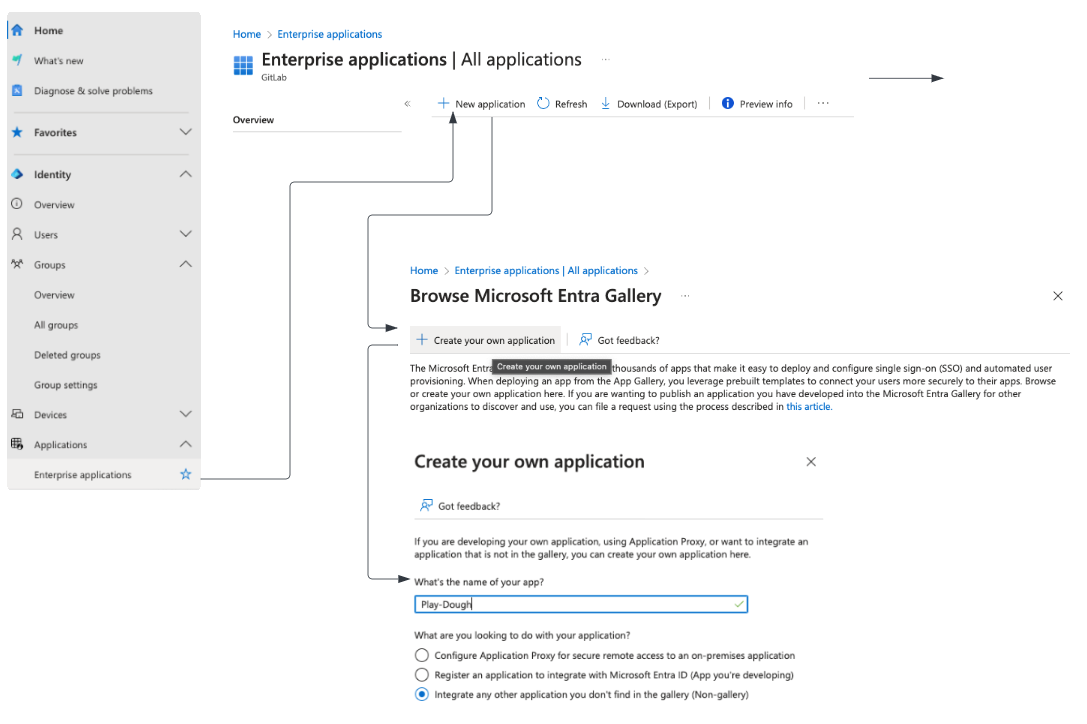 Entra ID application creation flow