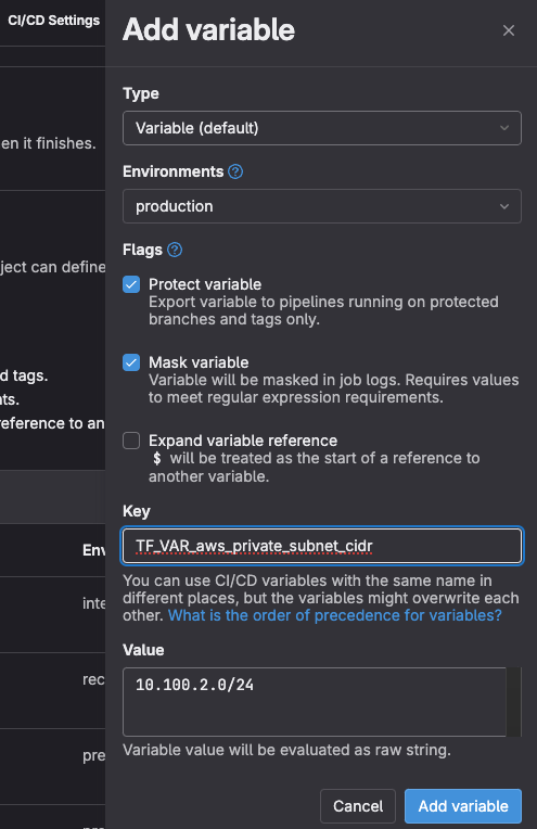 solution two to provide variables to Terraform