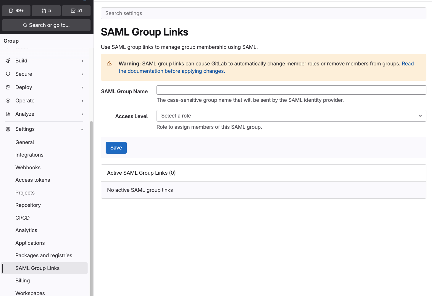 GitLab SAML Group link