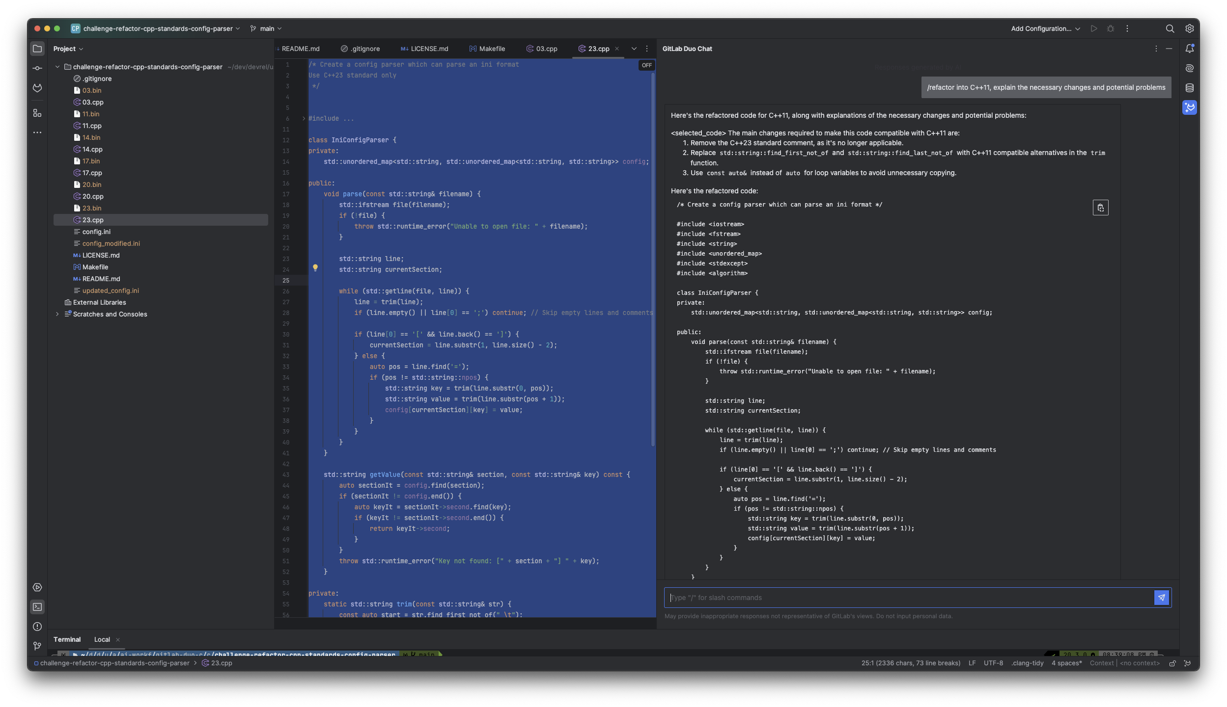 The  function now uses  with lambda functions to achieve the same result in a C++11 compatible way