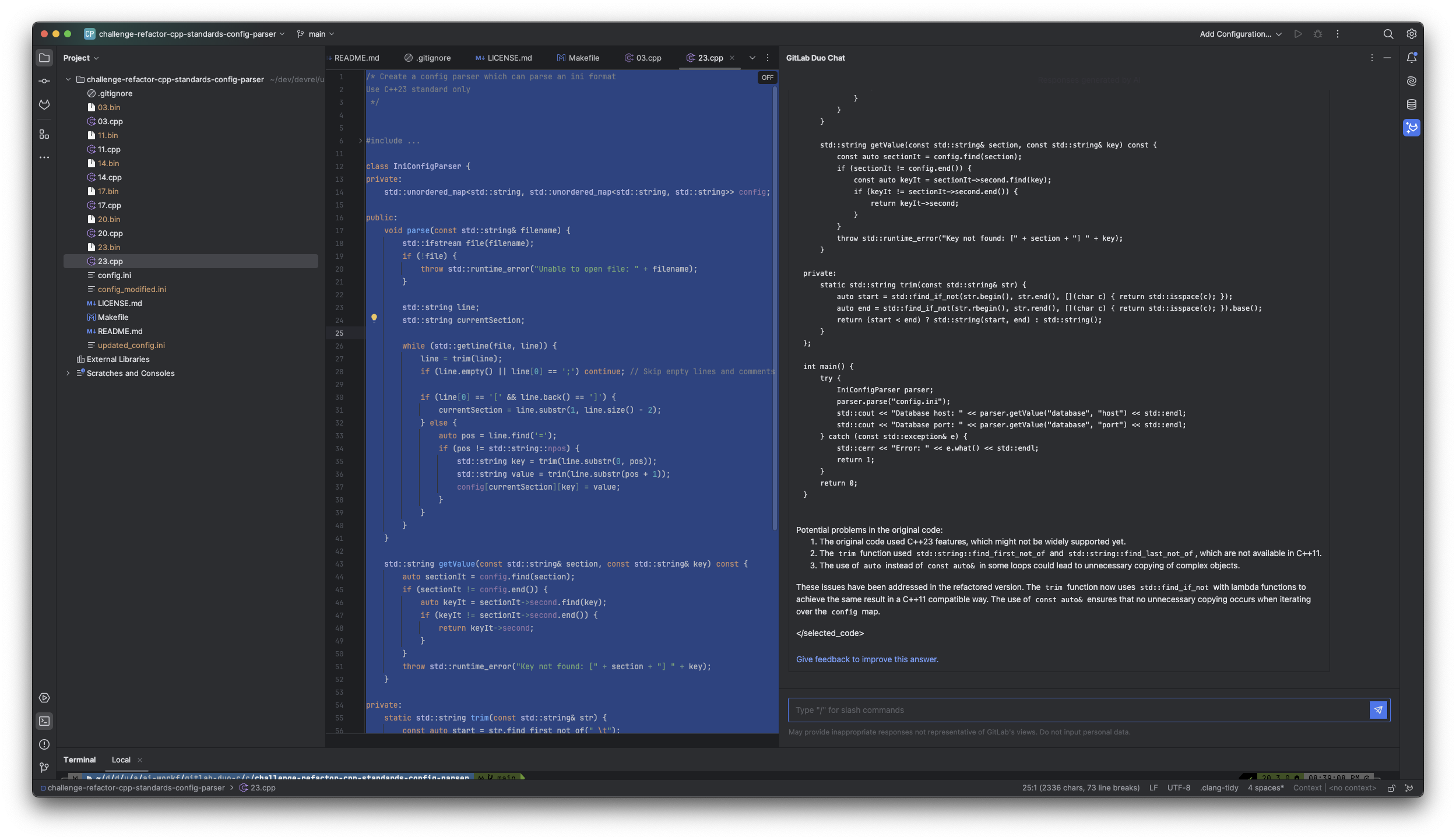 The use of  ensures that no unnecessary copying occurs when iterating over the config map