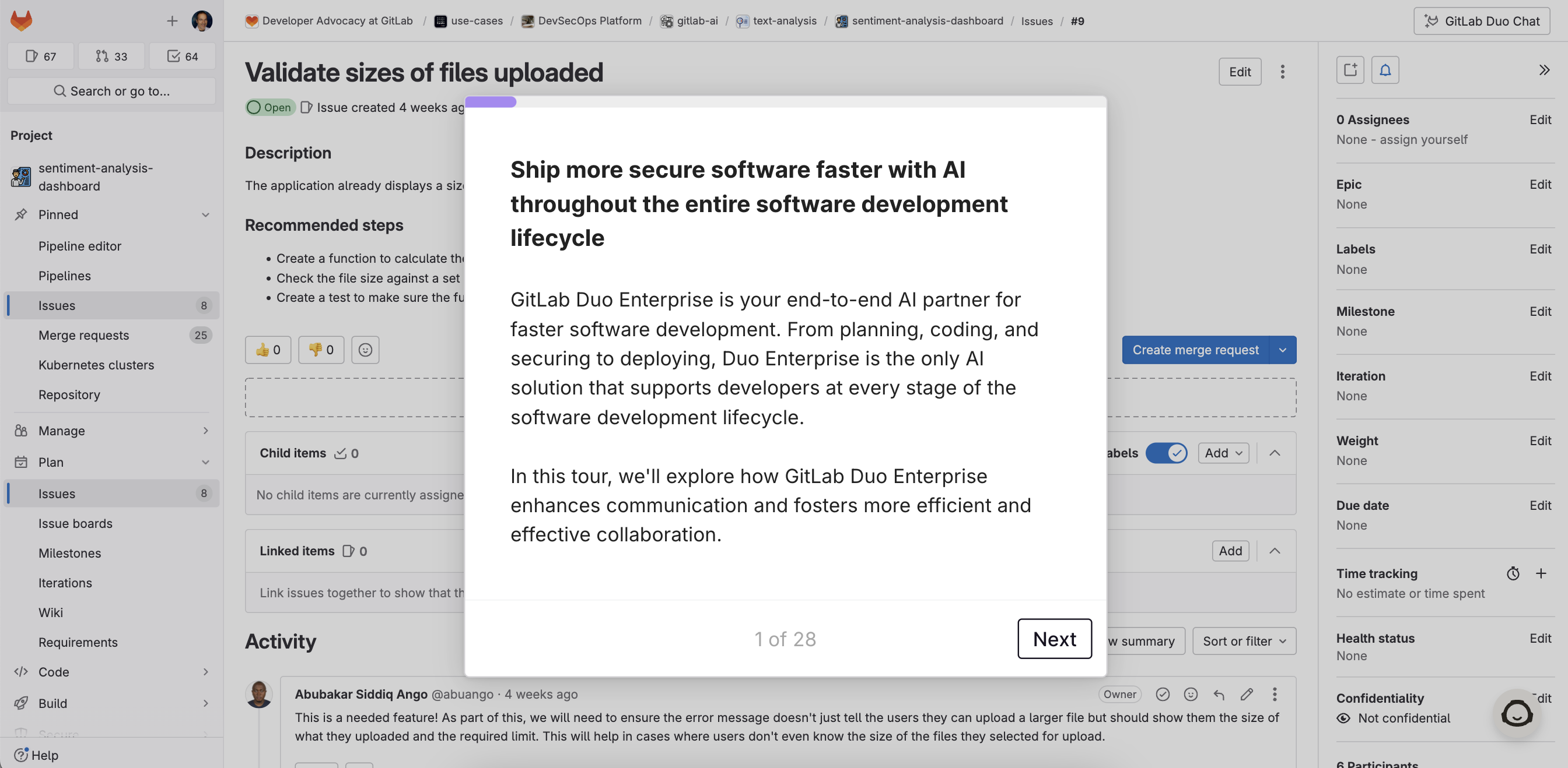 GitLab Duo Enterprise tour