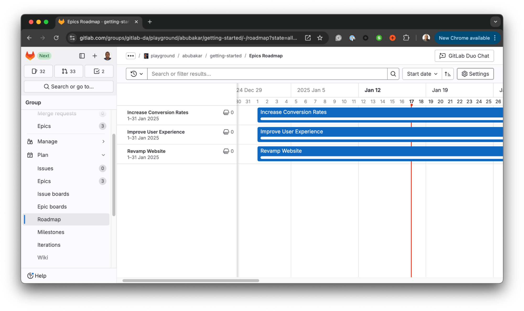 Roadmap view