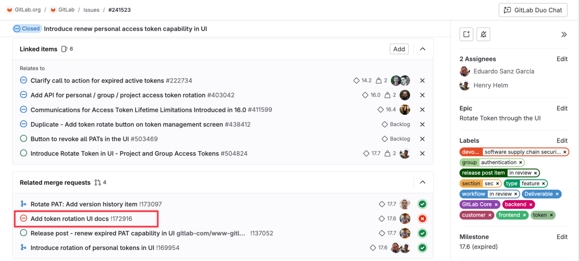 related merge request to update GitLab product documentation