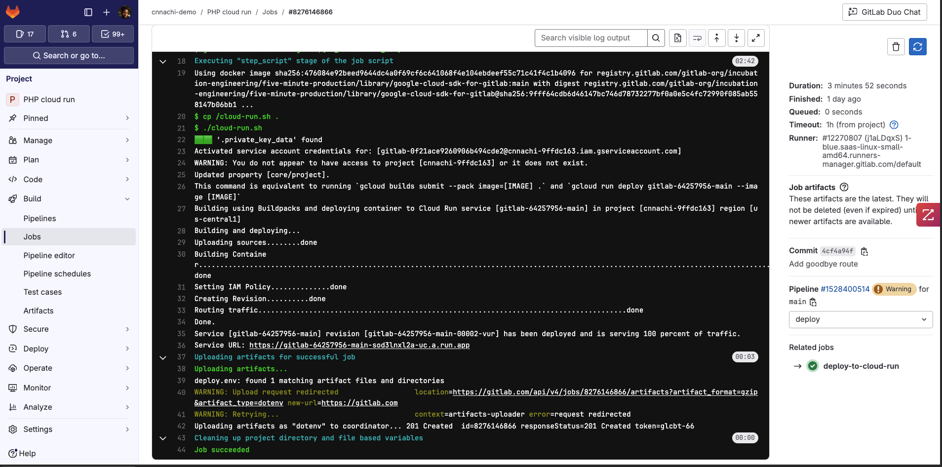 Google Cloud Run deployed with GitLab CI