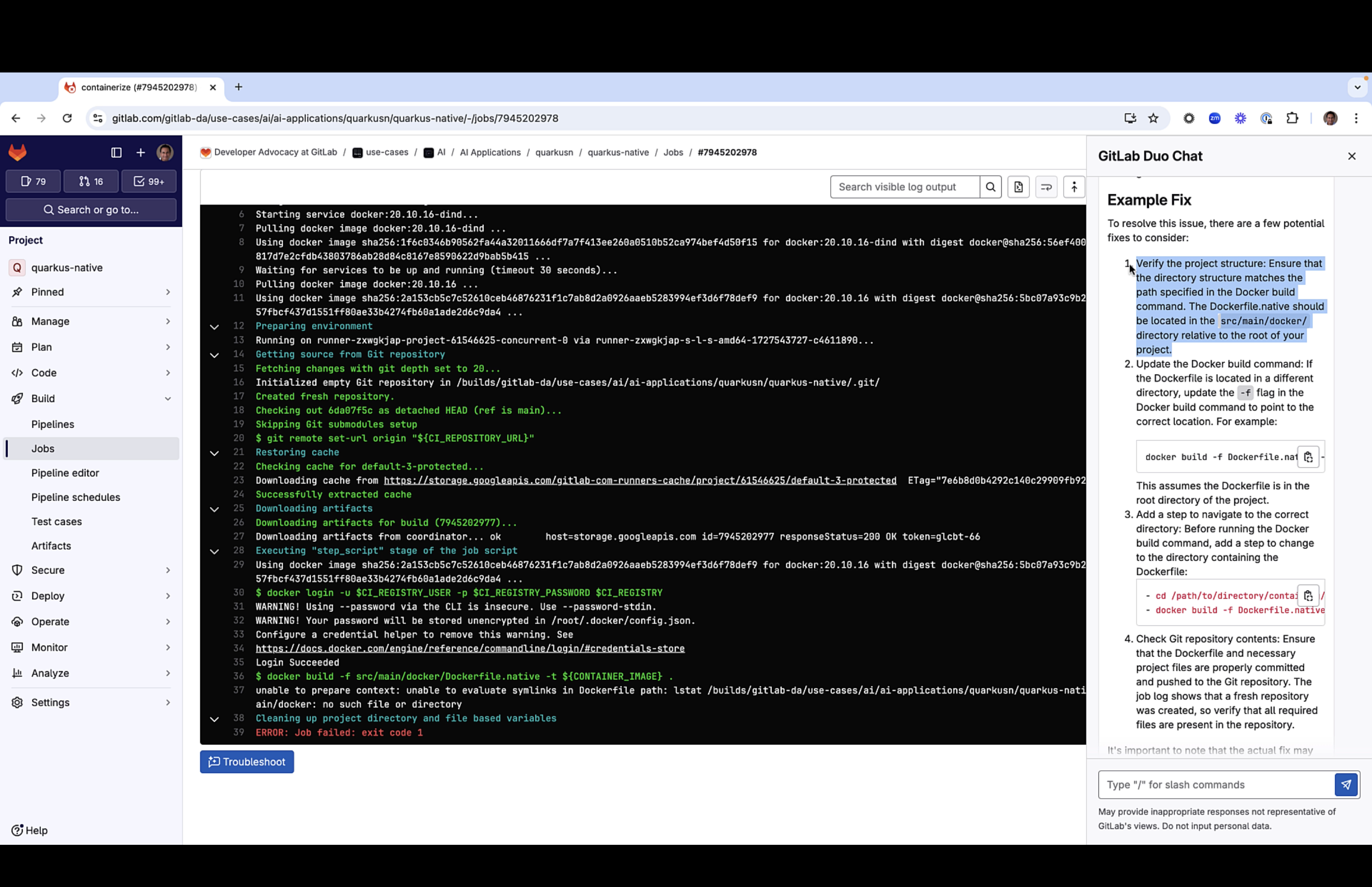 containerize-job-troubleshooting