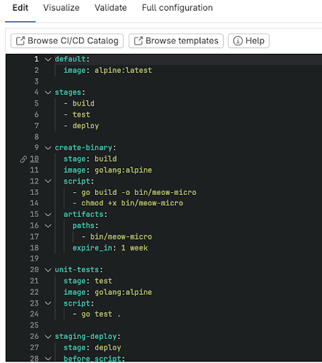 Pipeline editor input