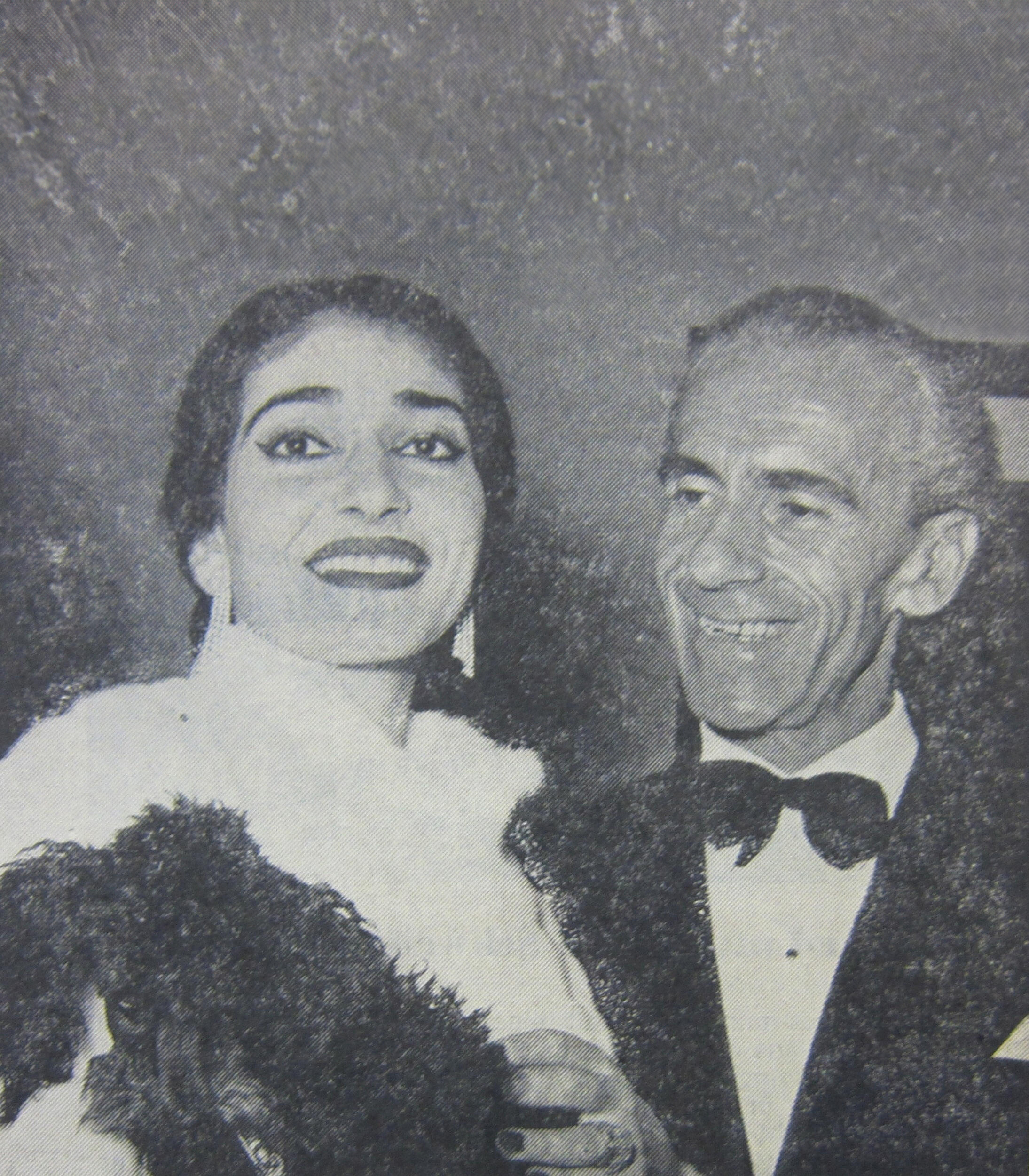 A black-and-white photograph of Maria Callas with Toni Stöckli, the director of the Klubhaus concerts