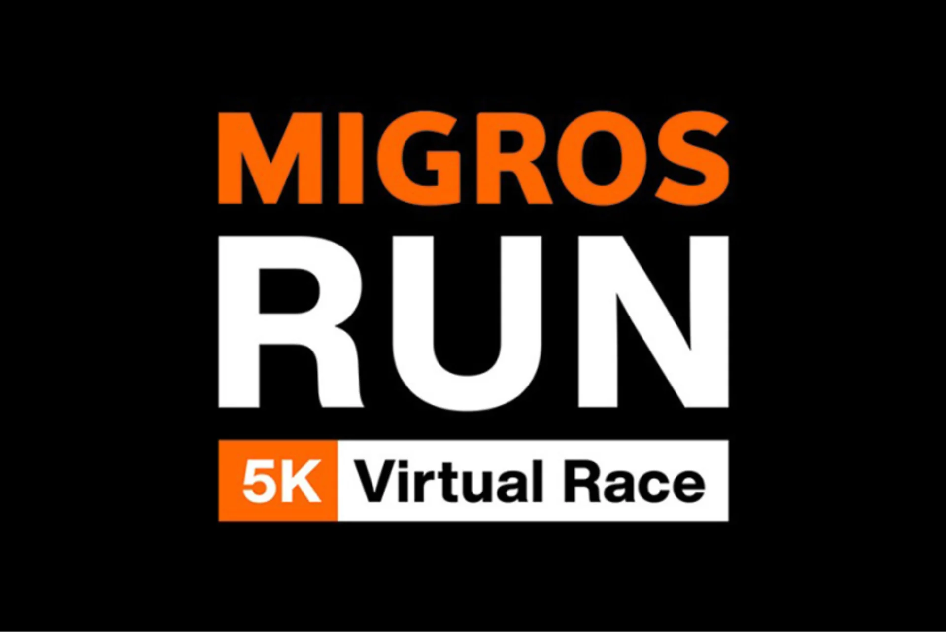 Logo MIGROS RUN in orange und weiss auf schwarzem Hintergrund