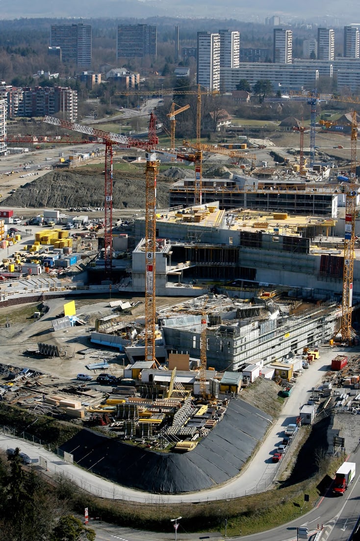 Luftaufnahme der Baustelle Westside (2007)