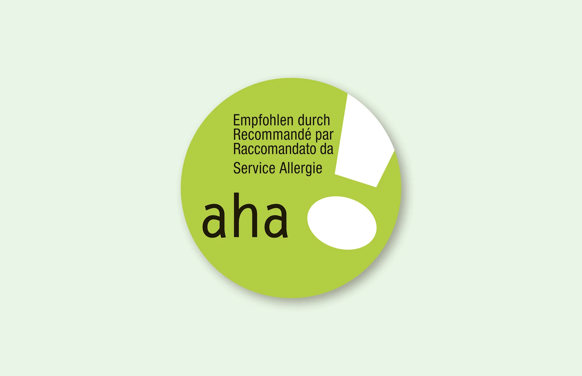 Le label aha! désigne des produits destinés aux personnes allergiques et intolérantes.  Logo aha!