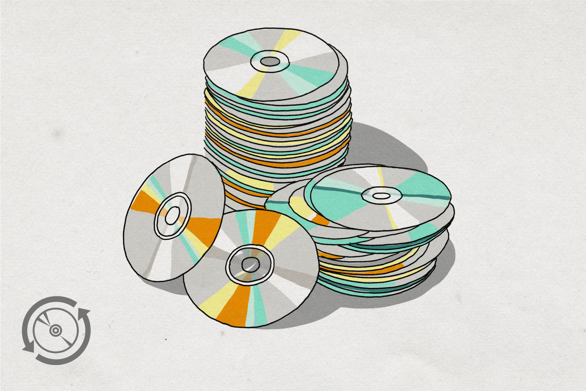 Illustration von einem Stapel CDs