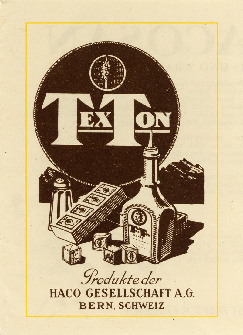Inserat für Tex-Ton-Produkte der Haco (ca. 1925)