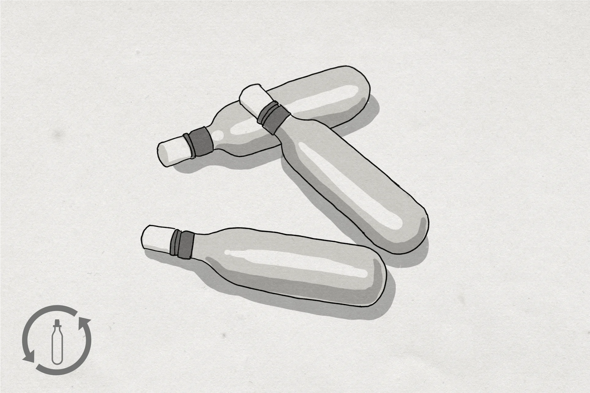 Illustration of three whipped cream capsules