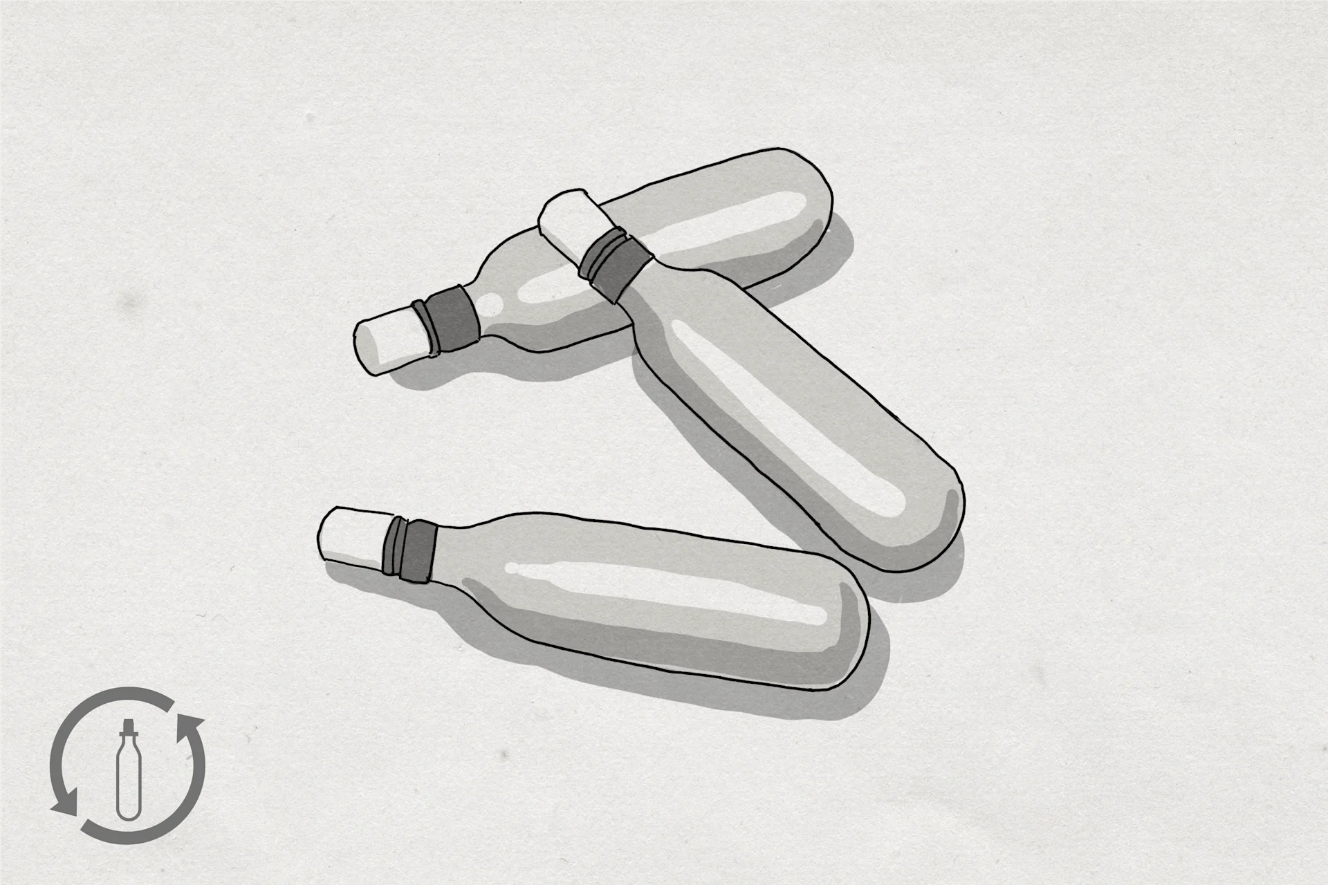 Illustration von drei Rahmbläserkapseln