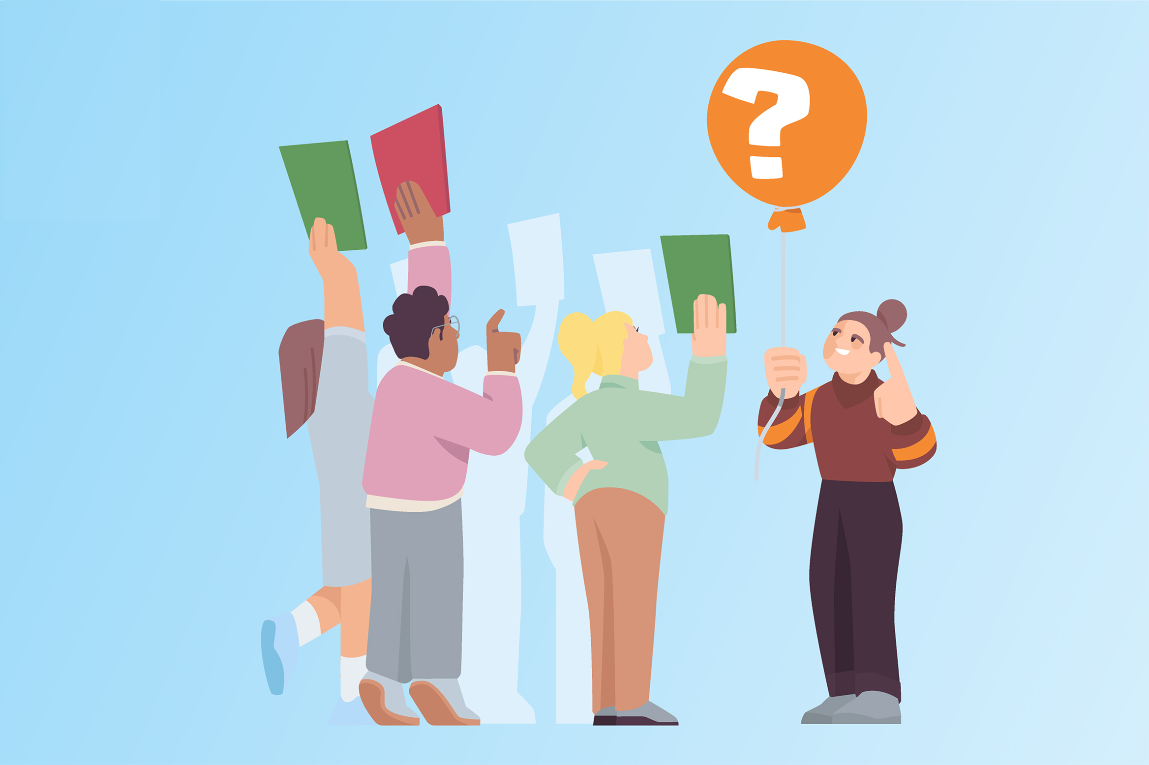 Illustration, die Personen beim Abstimmen zeigt