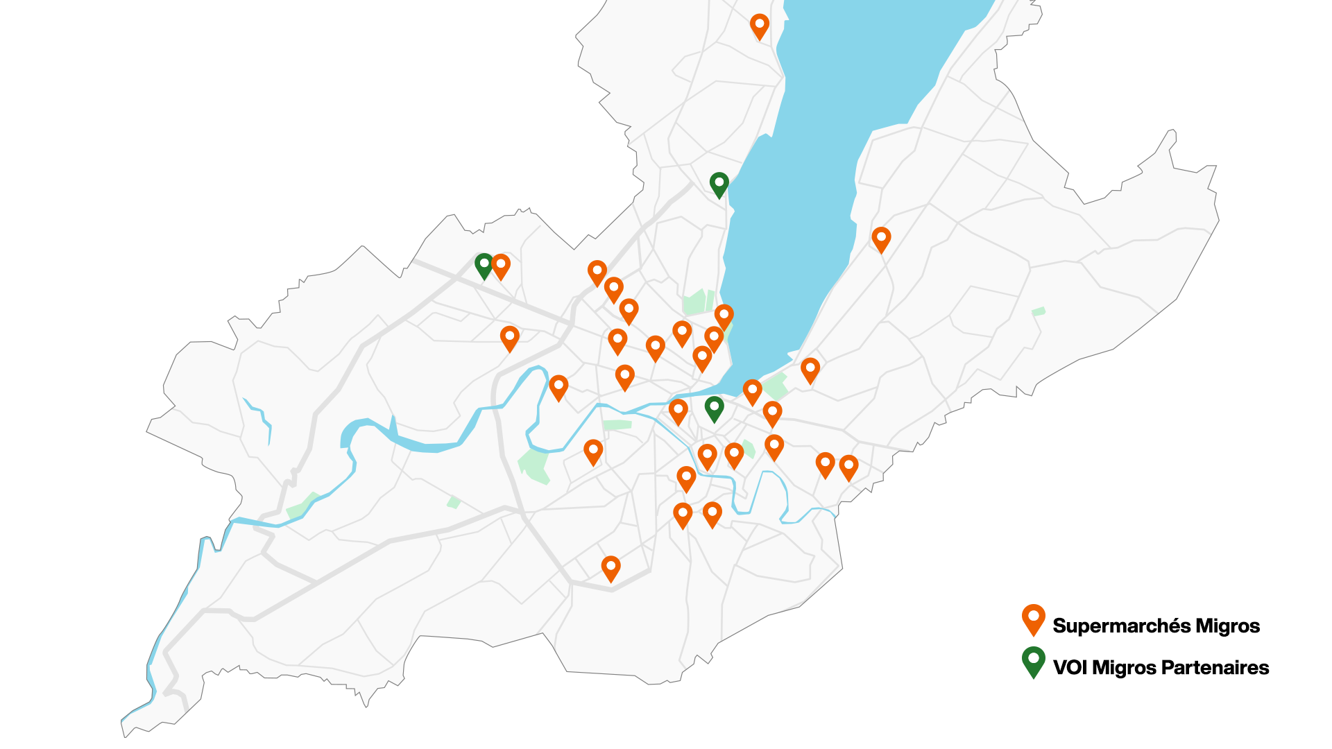 Carte supermarchés Migros Genève 