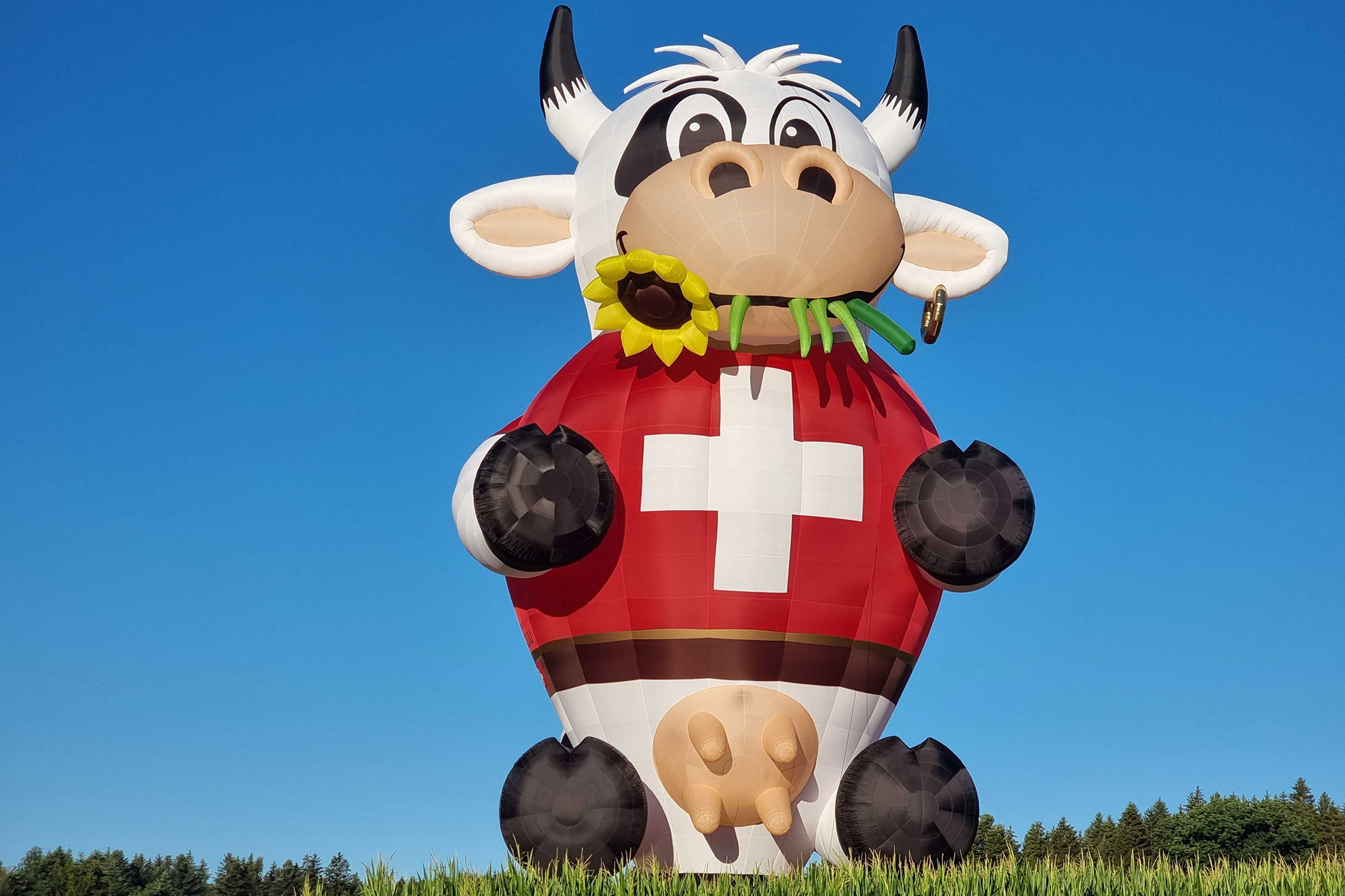 Hot air balloon in the shape of a cow