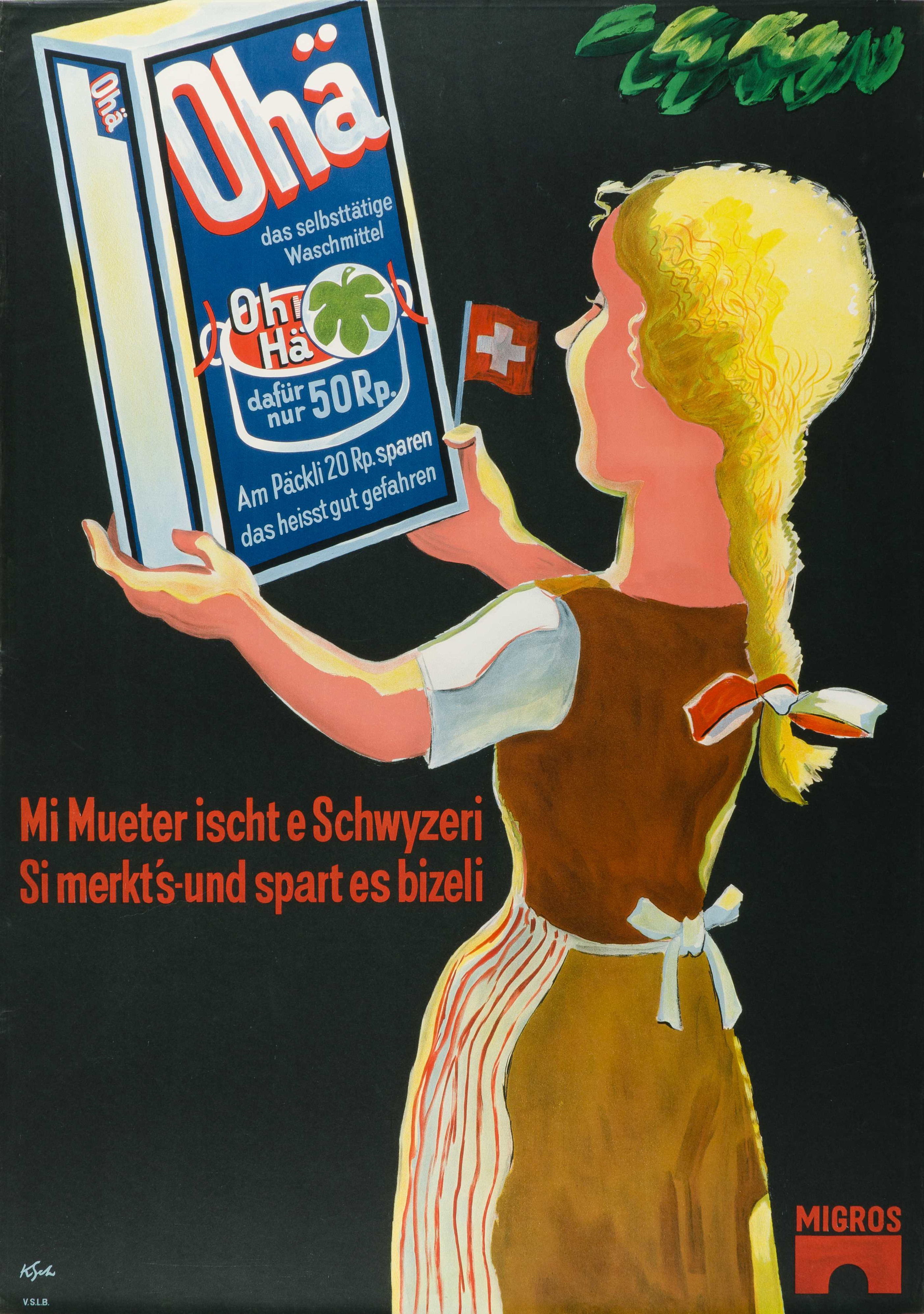 En 1938, Migros fait de la publicité pour sa lessive Ohä