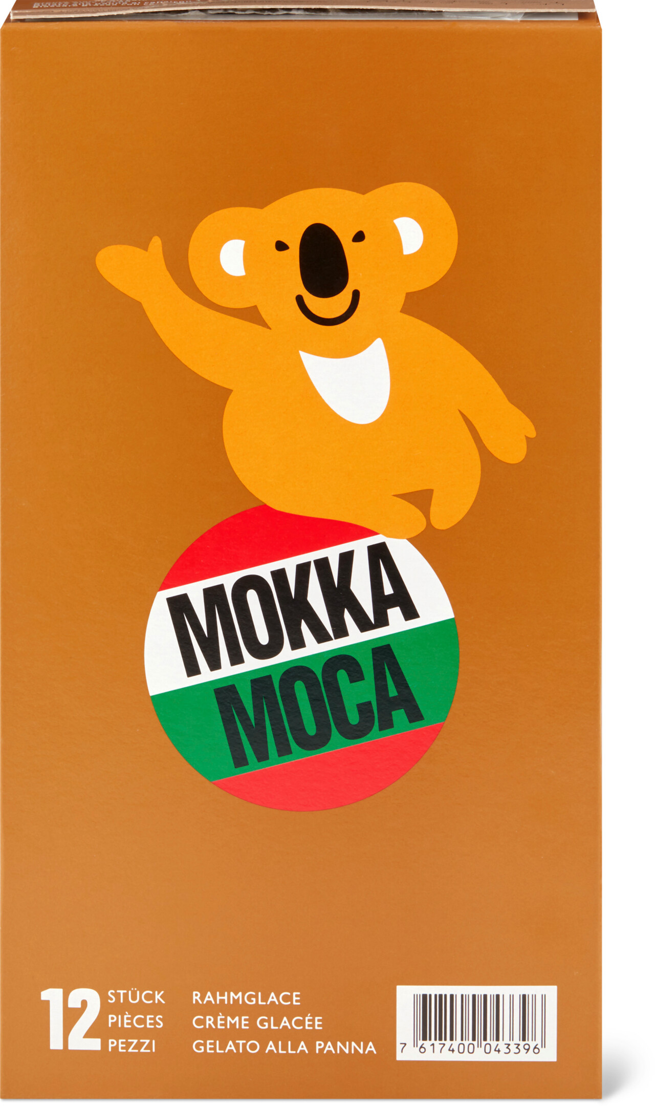 Migros mocha ice cream with the koala bear motif