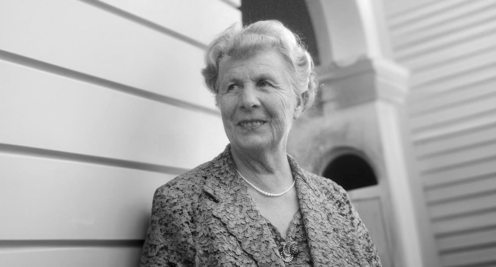 A black-and-white photograph of Adele Duttweiler