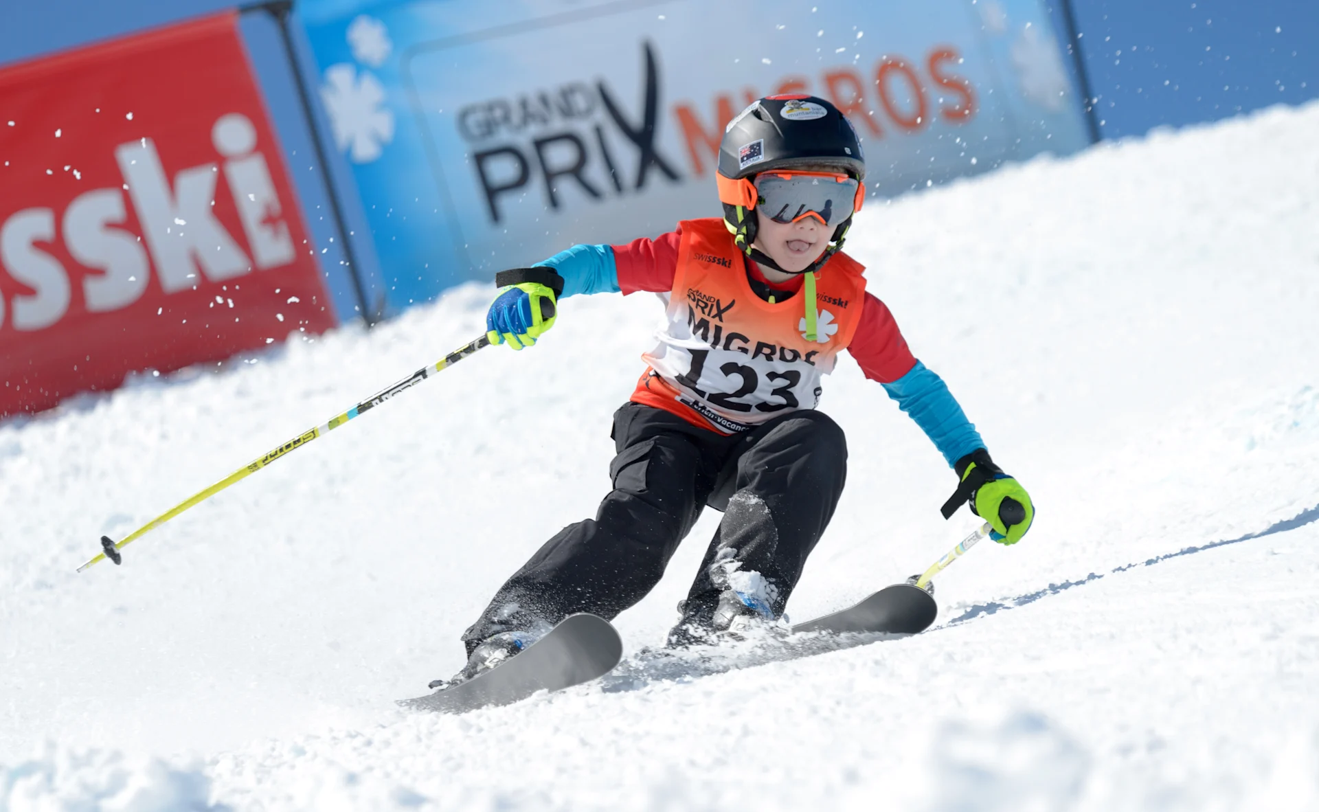 Enfant participant à une descente du Grand Prix Migros.