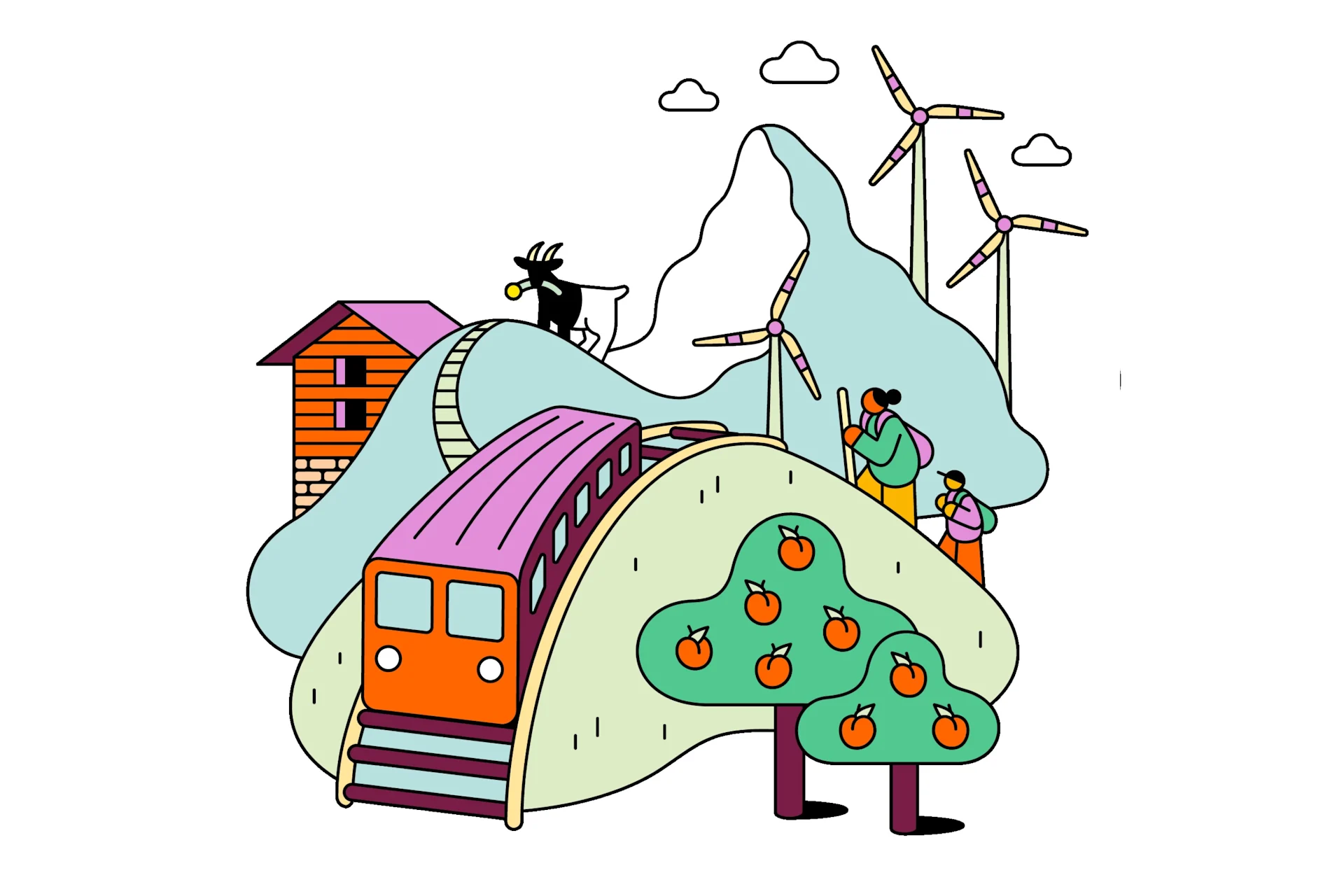 Illustration der Sehenswürdigkeiten des Wallis