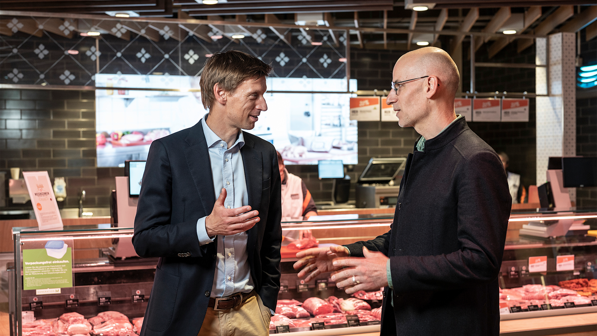 Migros-Marketingchef Matthias Wunderlin (links), Balz Strasser, Geschäftsführer Bio Suisse (rechts)