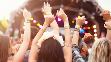 Bild eines Festival-Publikums am feiern.