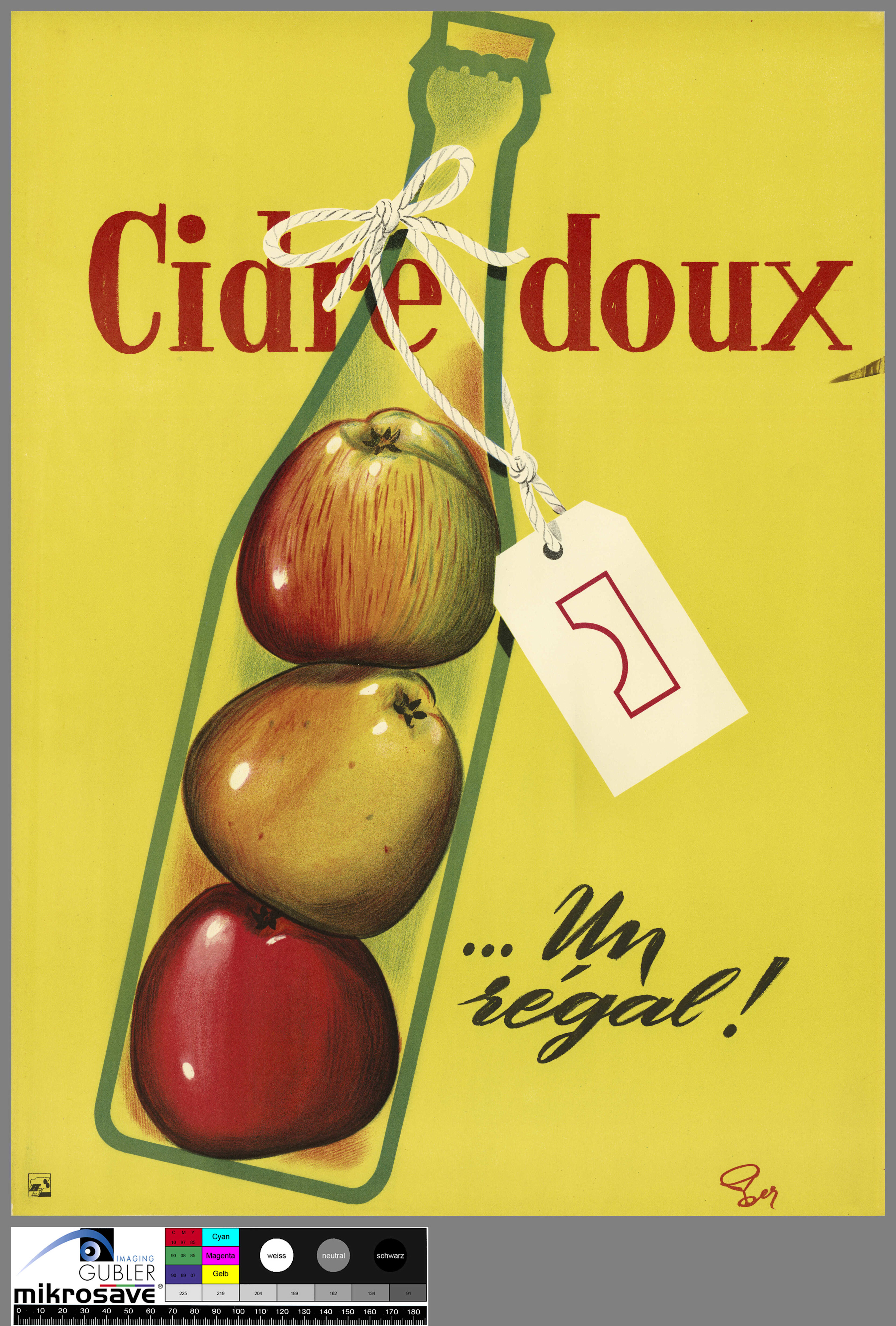 Affiche Migros pour le cidre doux, entre 1950 et 1960