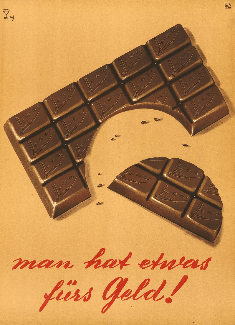 Poster for Migros chocolate (Jules Glaser, circa 1952).