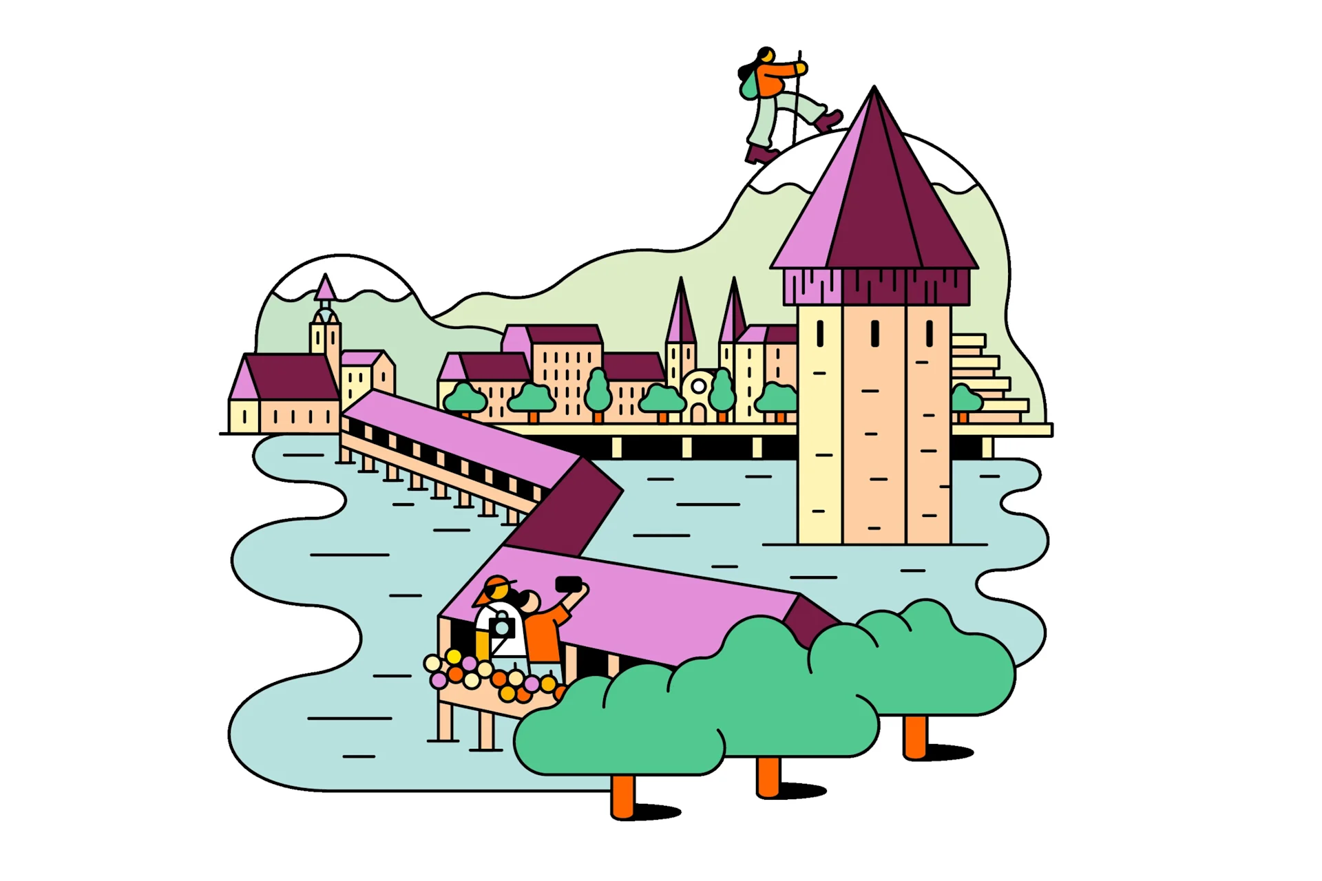 Illustration der Sehenswürdigkeiten von Luzern
