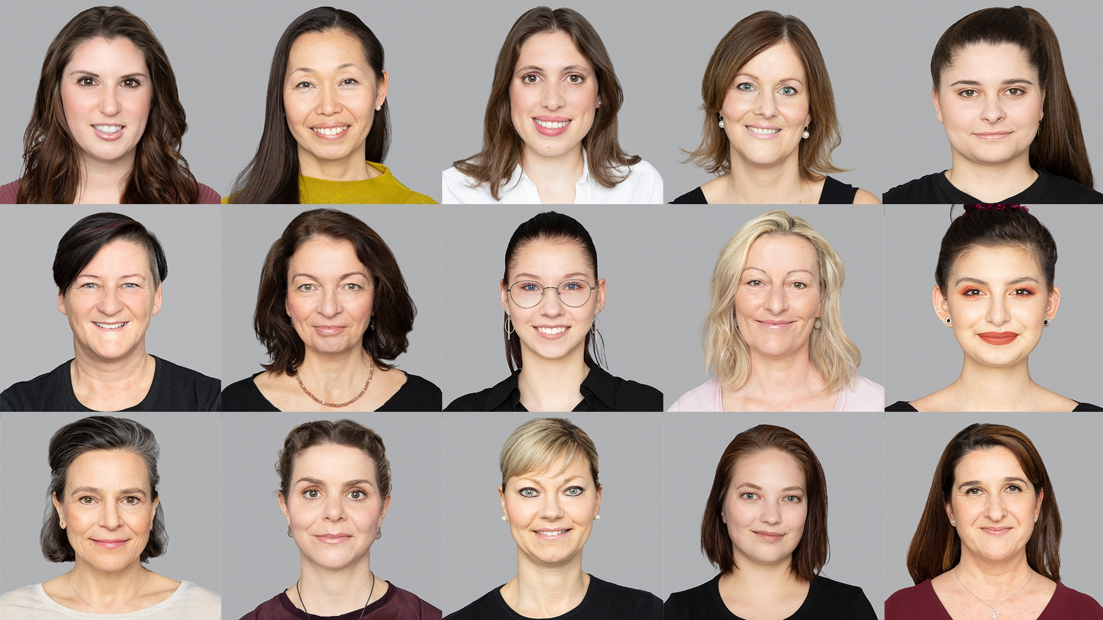 Portraits von 15 Frauen
