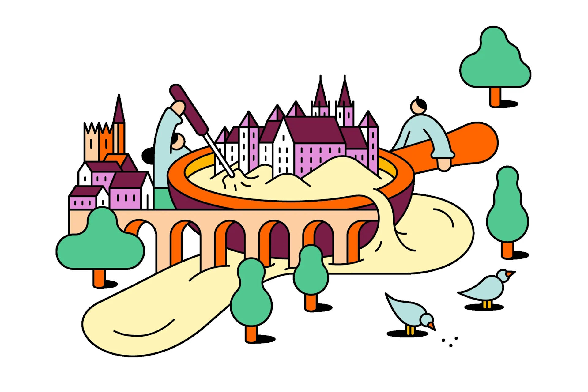 Illustrazione delle attrazioni della regione Neuchâtel-Fribourg