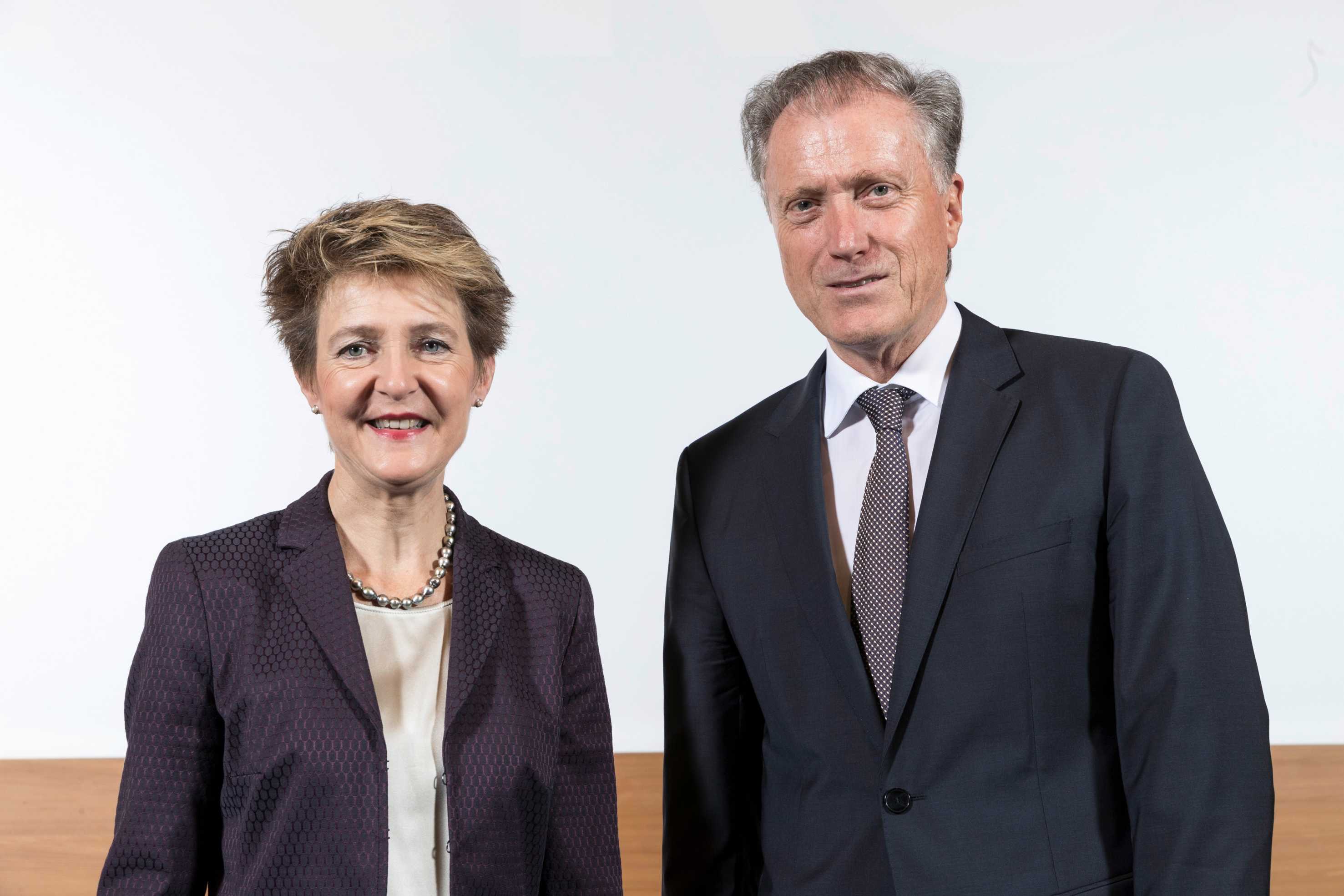 La conseillère fédérale Simonetta Sommaruga et ﻿Herbert Bolliger.