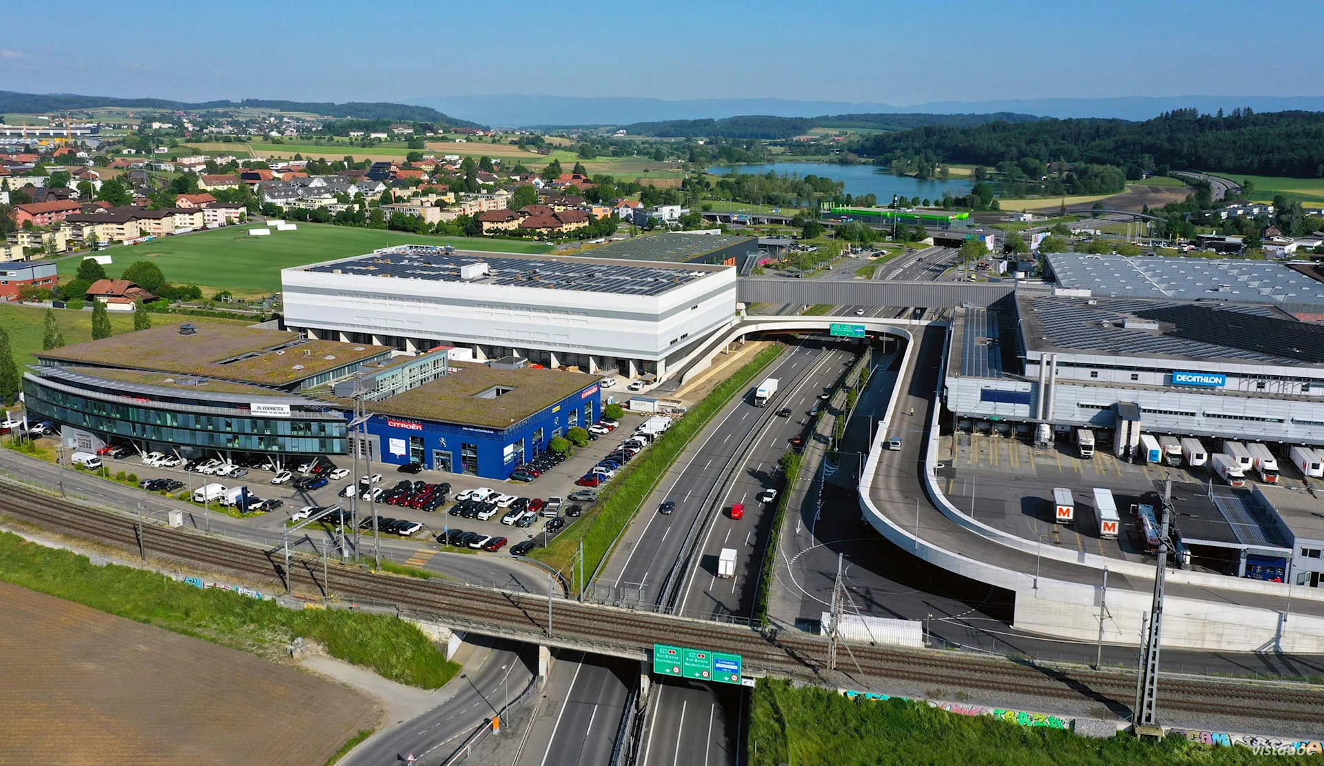 Betriebszentrale Schönbühl aus Flugperspektive