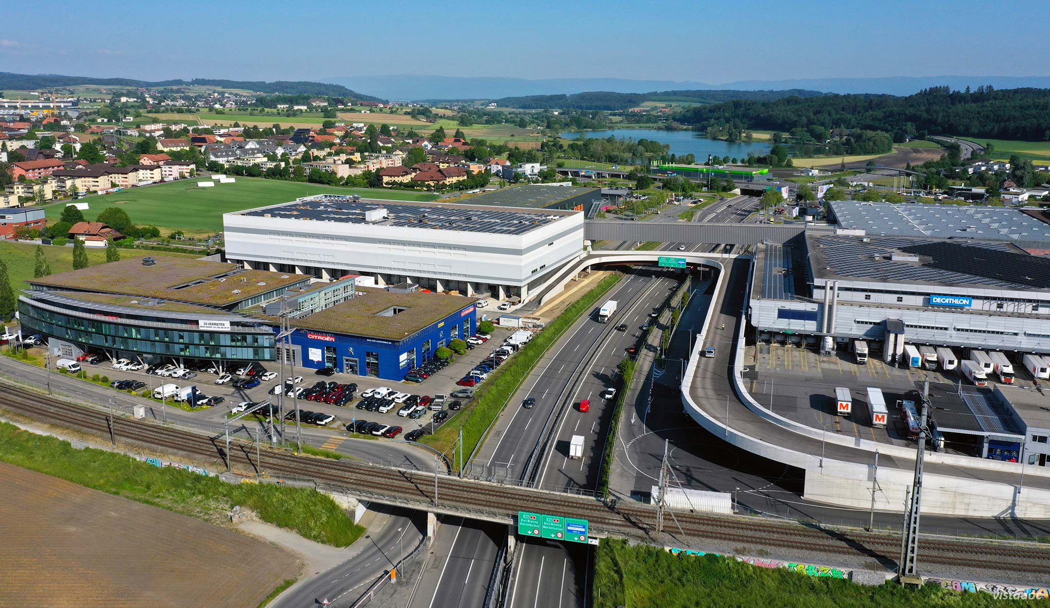 Betriebszentrale Schönbühl aus Flugperspektive