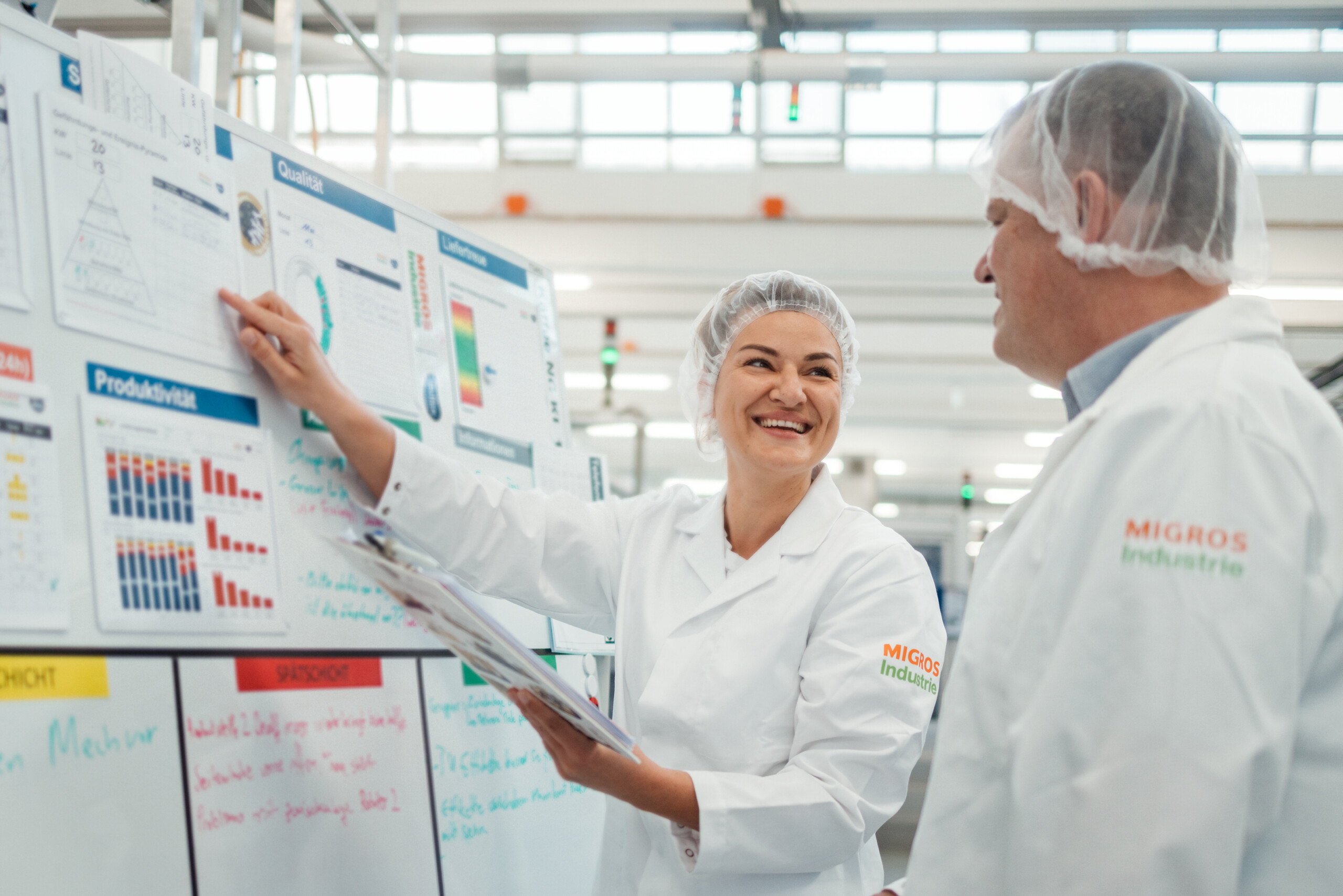 Arbeitsbesprechung von Migros Mitarbeitenden