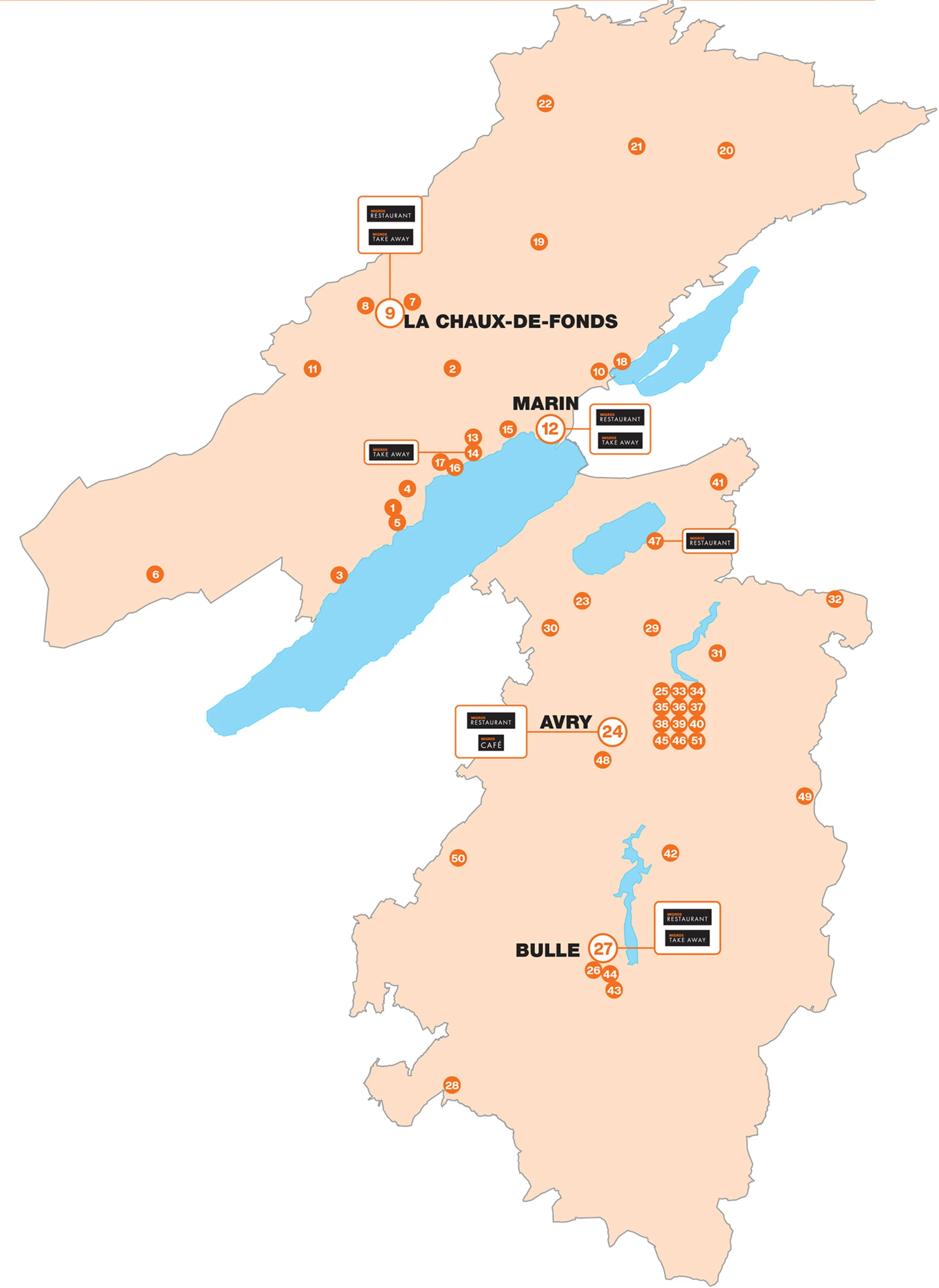Migros Neuchâtel-Fribourg Map