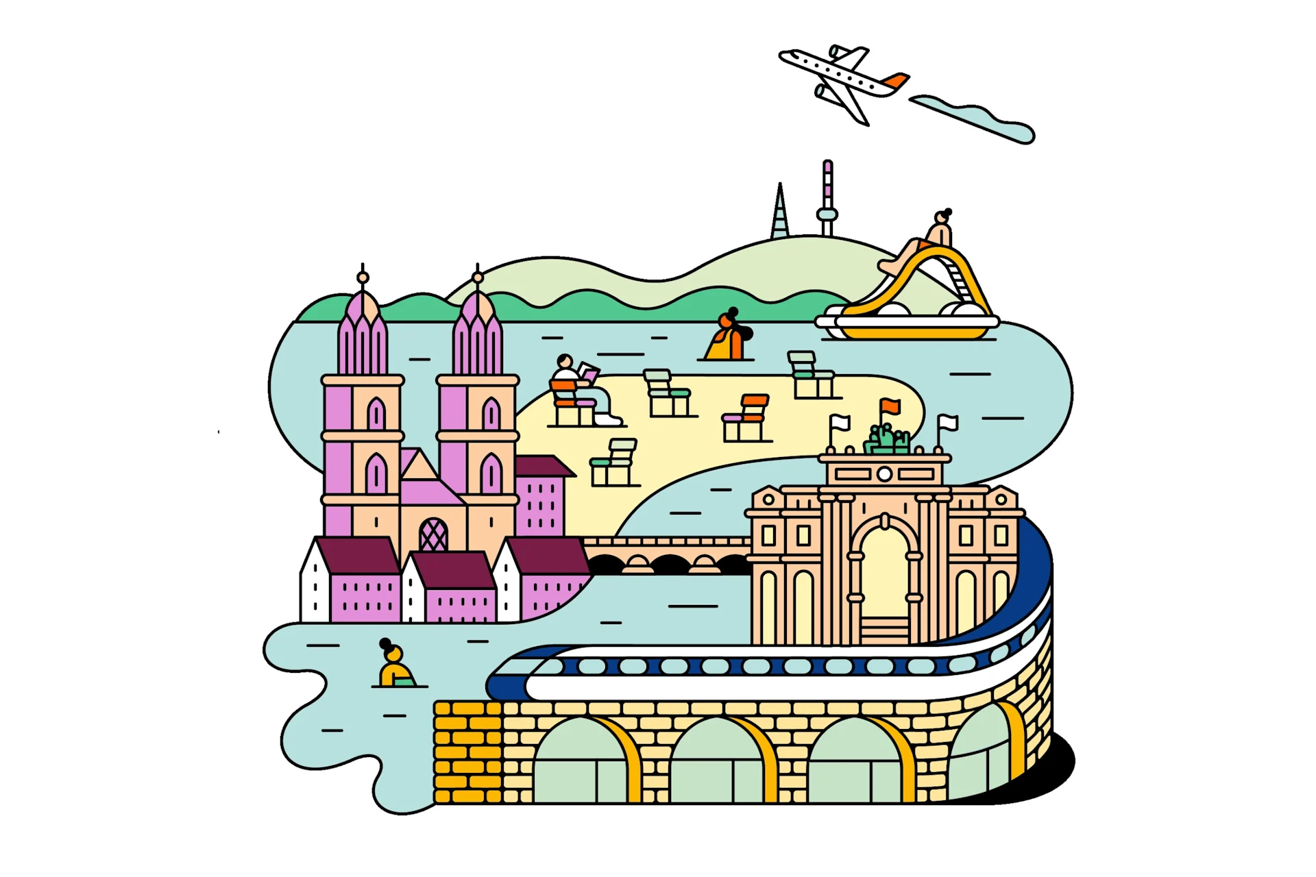 Illustrazione delle attrazioni della regione di Zurigo