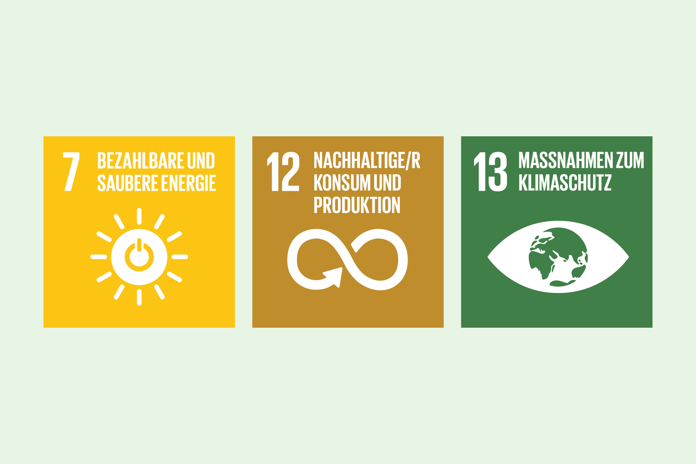 Grafik: bezahlbare Energie, nachhaltiger Konsum, Massnahmen zum Klimaschutz