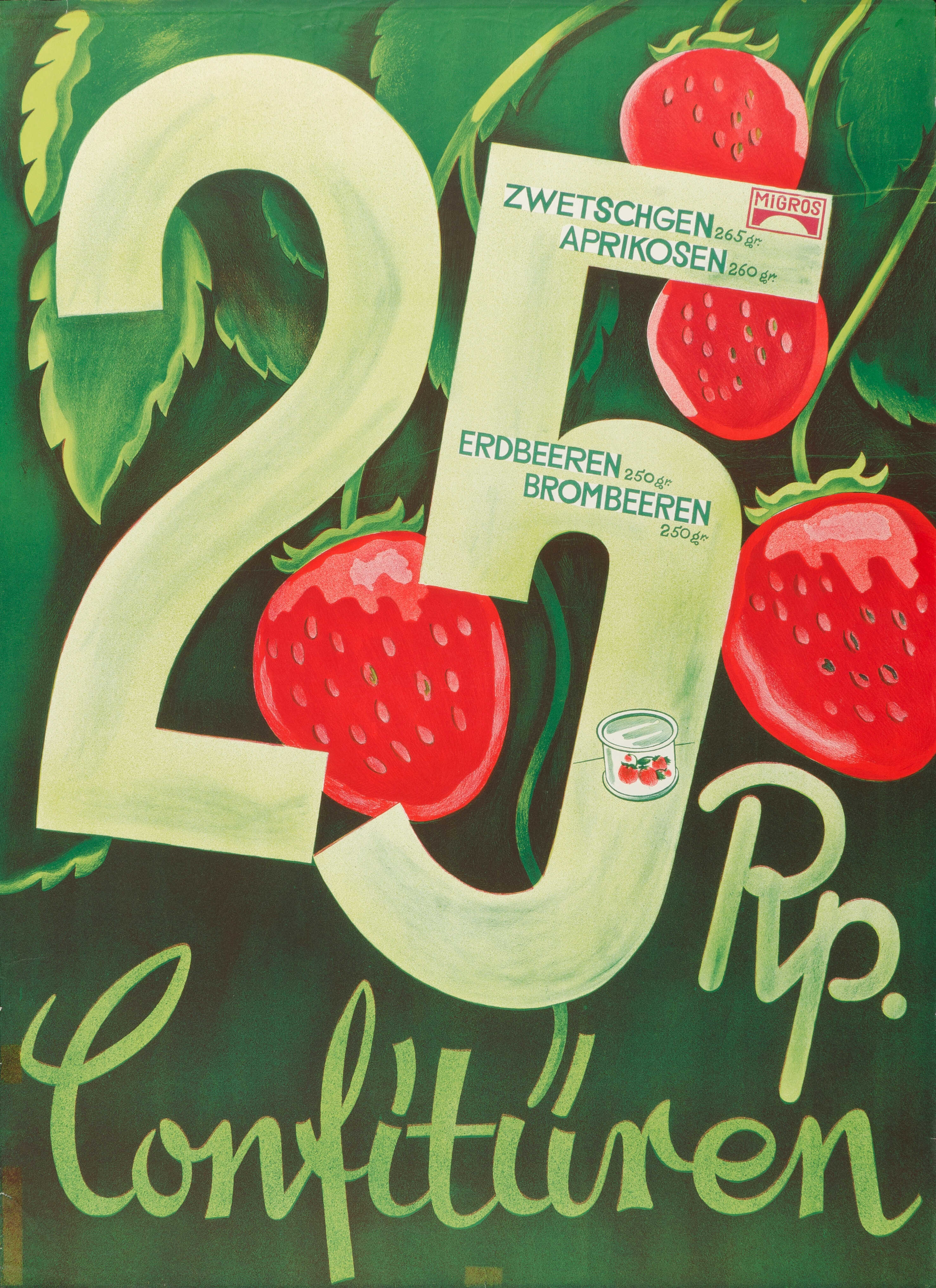 Affiche Migros de 1935: de la confiture pour seulement 25 centimes