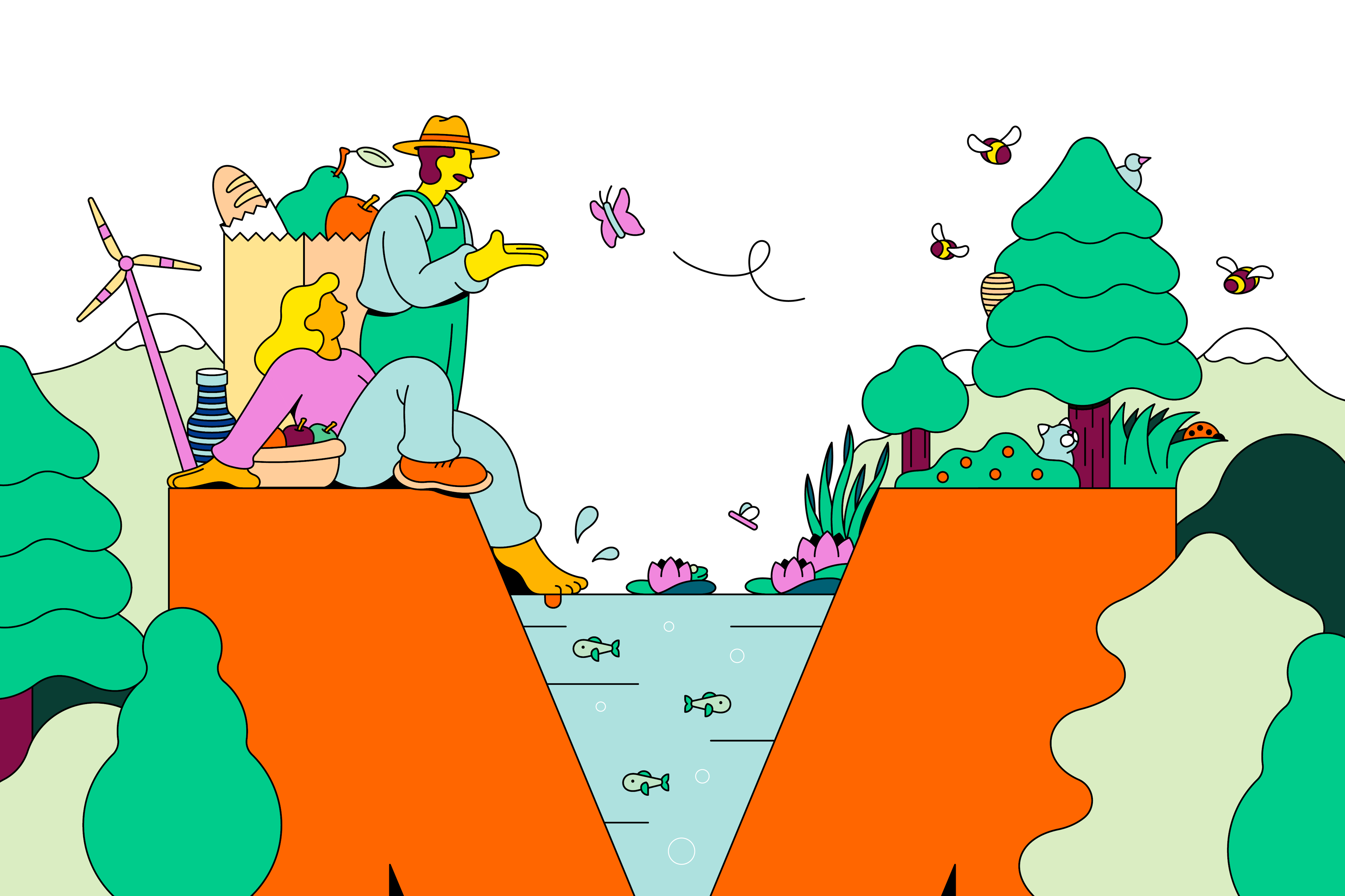 Illustration der Strategie Nachhaltigkeit: Gemeinsam für Mensch und Natur