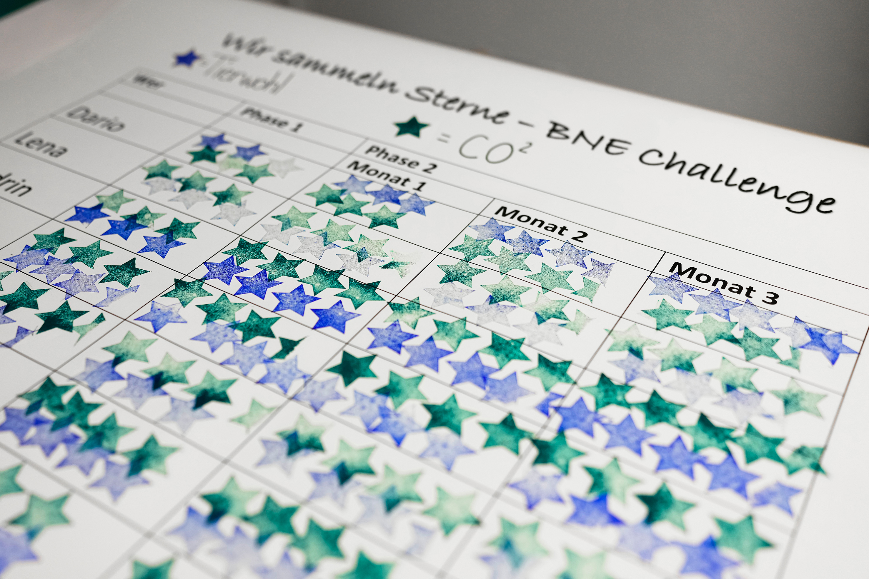 A sheet of paper with stars stamped onto it.