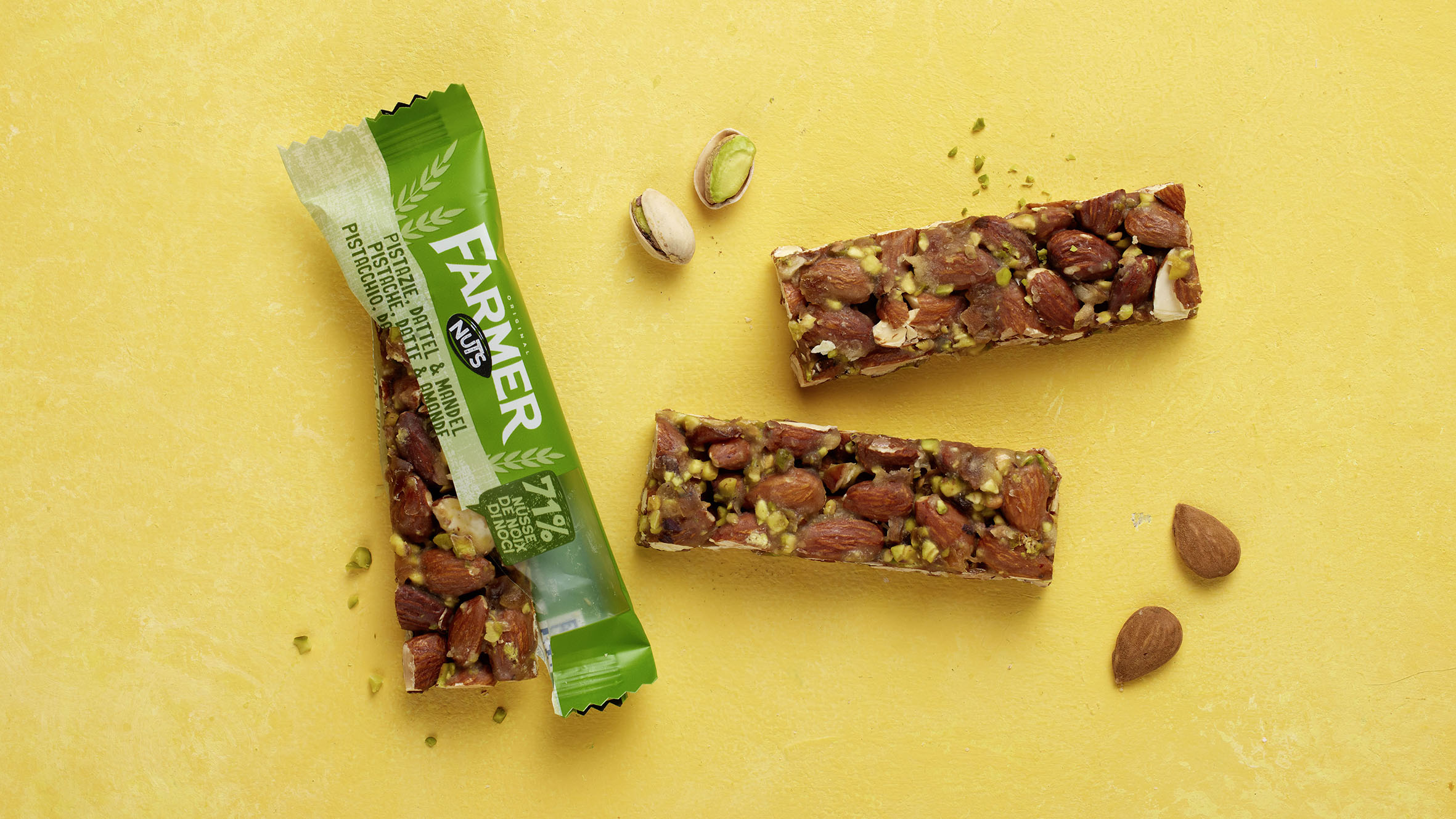 Three farmer bars on a yellow background